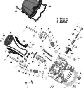 01- Головка блока цилиндров, Front - 570 EFI