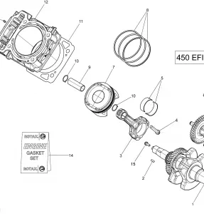 01- Коленвал и поршни - 450 EFI;