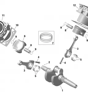 01- Двигатель - Коленвал, цилиндры и поршни - HD10