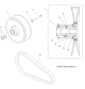 DRIVE TRAIN, SECONDARY CLUTCH - A11LB27AA (49ATVCLUTCHDRIVEN08SP300)