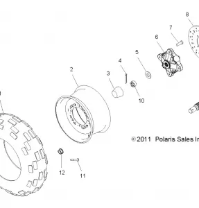 WHEELS, FRONT TIRE and BRAKE DISC - A11MB46FZ (49ATVWHEELFRT11HAWK)