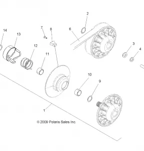 DRIVE TRAIN, SECONDARY CLUTCH - A11NG50FA (49ATVCLUTCHDRIVEN10TBLZR)