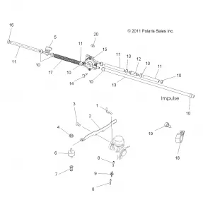 ENGINE, CARBURETOR MOUNTING and Топливная система LINES - A11MH50AX/AZ (49ATVCARBBRKT11500)