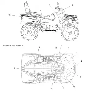 BODY, Наклейки - A11DH50FX (49ATVDECAL11SPTRG500I)