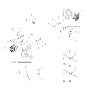 BRAKES, REAR BRAKE LINES - A11DH50FX (49ATVBRAKELINERR11SP500TRGI)