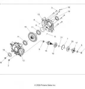 DRIVE TRAIN, REAR GEARCASE INTERNALS - A11DX55AF/AZ (49ATVTRANSINTL1332802)