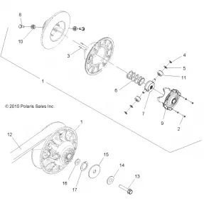 DRIVE TRAIN, SECONDARY CLUTCH - A11DX55AF/AZ (49ATVCLUTCHDRIVEN11SPTRG550)