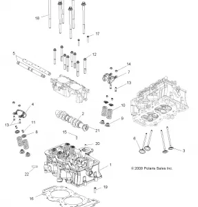 ENGINE, Головка блока цилиндров, CAM and VALVES - A11DX85AF/AG/AZ (49ATVCYLINDER09SPXP850)