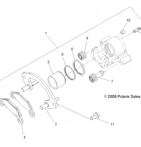 BRAKES, FRONT CALIPER - A11DX85FF (49ATVBRAKERR09SPXP850)