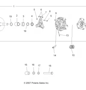 DRIVE TRAIN, PRIMARY CLUTCH - A12CF76AA (49ATVCLUTCH08SP800EFI)