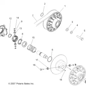 DRIVE TRAIN, SECONDARY CLUTCH - A12CF76AA (49ATVCLUTCHDRIVEN08SP500EFI)