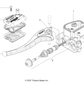 BRAKES, FRONT BRAKE LEVER and LH MASTER CYLINDER - A14CF76AA (49ATVMCLH086X6)