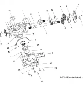 DRIVE TRAIN, MID GEARCASE INTERNALS - A14CF76AA (49ATVGEARMIDINTL096X6)