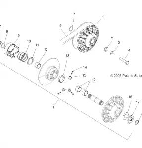 DRIVE TRAIN, SECONDARY CLUTCH - A14MN50EM/EA (49ATVCLUTCHDRIVEN09SP500TR)