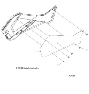 BODY, RIGHT HAND SIDE PANEL HEAT SHIELD AND HARDWARE 2 UP - A14DH57FJ (101068)