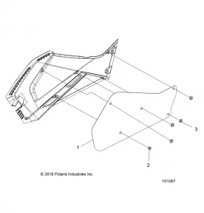 BODY, RIGHT HAND SIDE PANEL HEAT SHIELD AND HARDWARE 1 UP - A15SEA57AA/AC/AD/LD (101067)