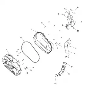 DRIVE TRAIN, CLUTCH COVER AND DUCTING - A15DAH32EJ (49ATVCLUTCHCVR14325)