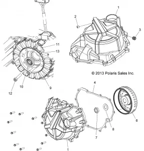 ENGINE, STATOR COVER AND FLYWHEEL - A15SEA32HA (49ATVFLYWHEEL14SP325)