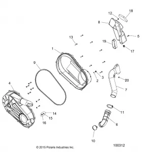 DRIVE TRAIN, CLUTCH COVER AND DUCTING - A16DAA32A1/A7 (100312)