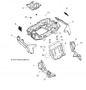 BODY, REAR RACK AND FENDERS - A16DAH57A1 (49ATVRACKMTGRR14325)