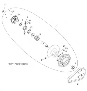 DRIVE TRAIN, SECONDARY CLUTCH - A16DAH57A1 (49ATVCLUTCHDRIVEN1323286)