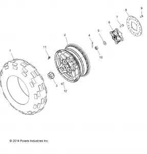 WHEELS, FRONT TIRE and BRAKE DISC - A16SHC57CM (49ATVWHEELFRT15570SP)