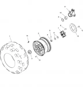 WHEELS, REAR TIRE and BRAKE DISC - A16SHC57CM (49ATVWHEELREAR15570SP)