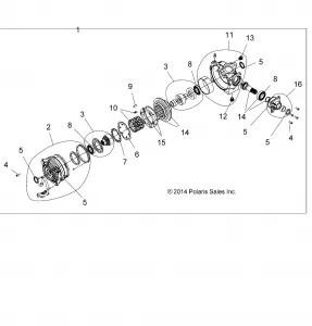 DRIVE TRAIN, FRONT GEARCASE INTERNALS - A16SYE95AK/AP