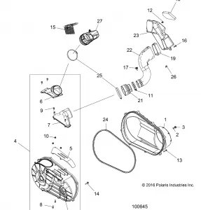 DRIVE TRAIN, CLUTCH COVER AND DUCTING - A17DCE87AU (100645)