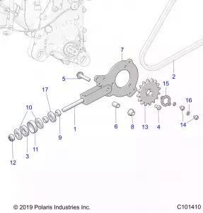 DRIVE TRAIN, CHAIN TENSIONER AND SPROCKET - A18HZA15B4 (C101410)