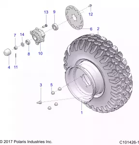 WHEELS, FRONT TIRE AND BRAKE DISK - A18HZA15B4 (101426-1)