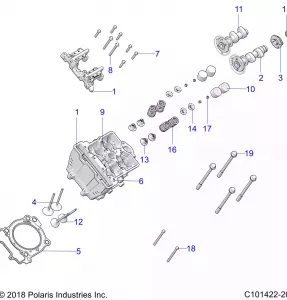 ENGINE, Головка блока цилиндров, CAMS and VALVES - A19SUE57D5