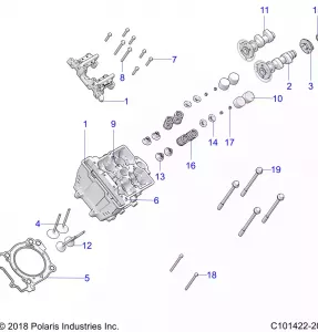 ENGINE, Головка блока цилиндров, CAMS and VALVES - A19SEP57P1/SES57P5/7/SET57P1/7