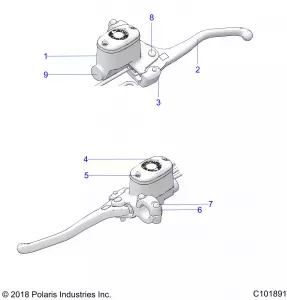 BRAKES, FRONT BRAKE LEVER and MASTER CYLINDER - A19SDE57F1/SDA57F1