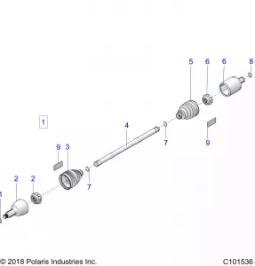 DRIVE TRAIN, FRONT Приводной вал - A20SEF57C1/S57C1/C2/C5/C9/CK/CY/F1/F2 (C101536)