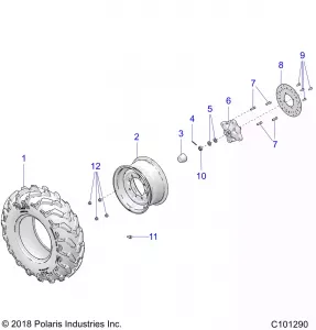 WHEELS, FRONT TIRE and BRAKE DISC - A20SEF57C1/S57C1/C2/C5/C9/CK/CY/F1/F2 (C101290)