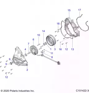 ENGINE, STATOR COVER and FLYWHEEL - A21S6E57F1/FL (C101422-30)