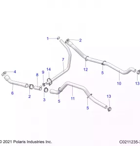 ENGINE, Охлаждение SYSTEM, HOSES - A21SEE57K2 (C0211235-3)