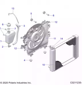 ENGINE, Охлаждение SYSTEM, RADIATOR, FAN & OVERFLOW BOTTLE - A21SEE57K2 (C0211235-1)