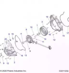 ENGINE, STATOR COVER and FLYWHEEL - A21SEE57K2 (C0211232-1)