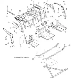 BODY, REAR RACK and FENDERS - R12XE76AD/7EAB/EAO (49RGRRACKMTG10RZRS4)