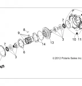 DRIVE TRAIN, FRONT GEARCASE INTERNALS 1333104 - R12XE76AD/7EAB/EAO (49RGRTRANSINTL13900XP)