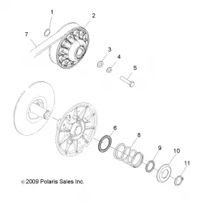 DRIVE TRAIN, SECONDARY CLUTCH - R12XE76AD/7EAB/EAO (49ATVCLUTCHDRIVEN10RZRI)