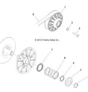 DRIVE TRAIN, SECONDARY CLUTCH - R12VH57FX (49RGRCLUTCHDVN12RZR570)