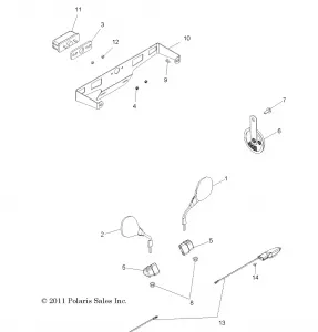 ELECTRICAL, TURN SIGNALS, HORN and MIRRORS - R12VH57FX (49RGRTURNSIG12RZR570I)