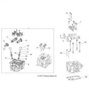 ENGINE, Головка блока цилиндров, CAMS and VALVES - R12VH57FX (49RGRCYLINDERHD12RZR570)