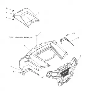 BODY, HOOD and FRONT BODY WORK - R13VH57FX (49RGRHOOD13RZR570I)