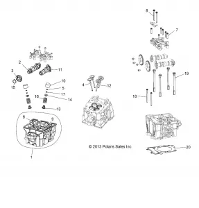 ENGINE, Головка блока цилиндров, CAMS and VALVES - R13VH57FX (49RGRCYLINDERHD13RZR570)