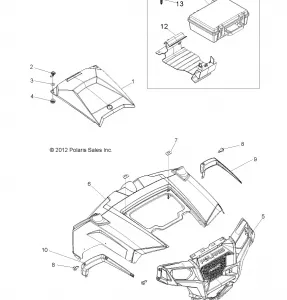 BODY, HOOD and FRONT BODY WORK - R13VH57AD/6EAK (49RGRHOOD13RZR600)