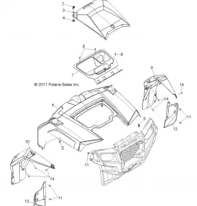 BODY, HOOD and FRONT BODY WORK - R13XT87AA/9EAK (49RGRHOOD12RZRXP900)